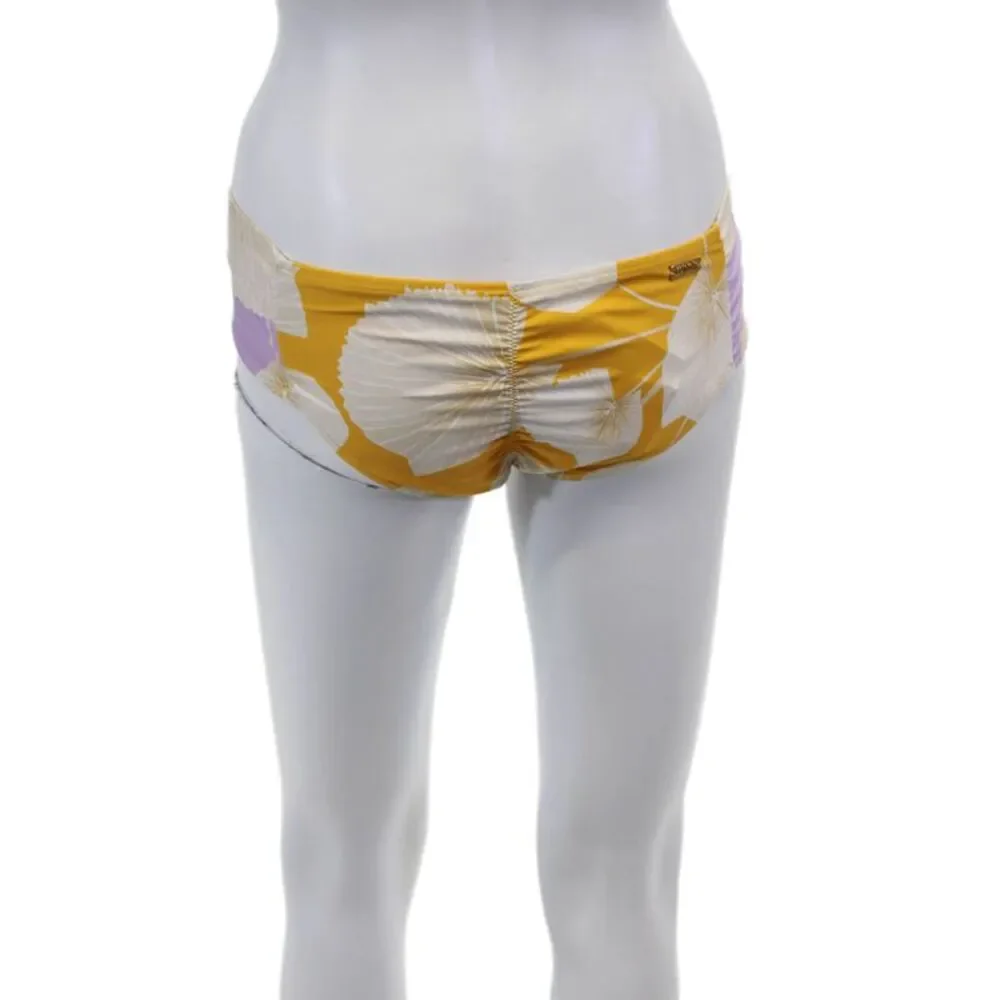 Palmacea Womens Swimwear Seashell Print Pull-On Bikini Bottom Yellow Size M